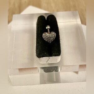 1 Piece 16g CZ Heart Ear /Lip Stud NWT